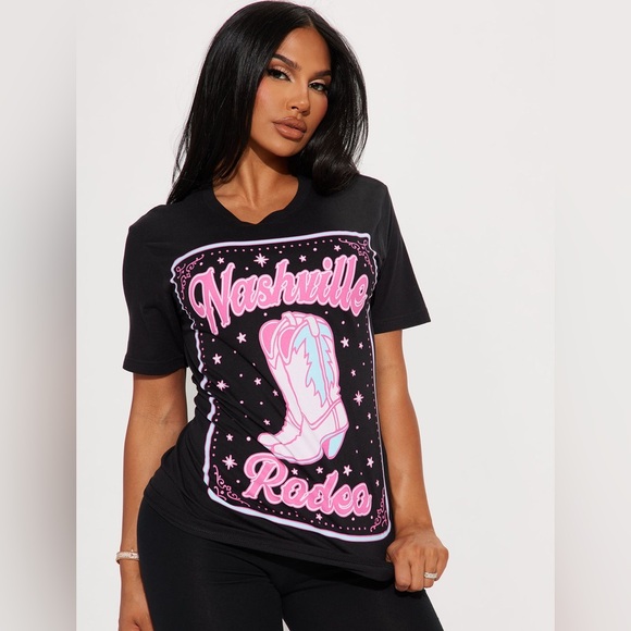 Persaya Nashville Rodeo Black and Pink Short Sleeve Shirt Size Medium 🐴LIKE NEW💕 - Picture 1 of 9